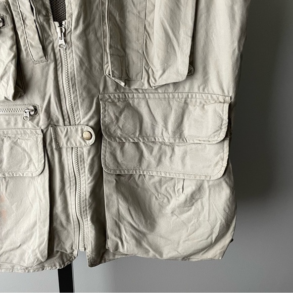 90s Vintage Woolrich Cargo Fishing Hunting Utility Vest Khaki Tan Size Large - Picture 3 of 12